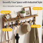 29” Coat Rack Wall Mount with Shelf, Coat and Key Hanger with Metal Hooks - Image 4