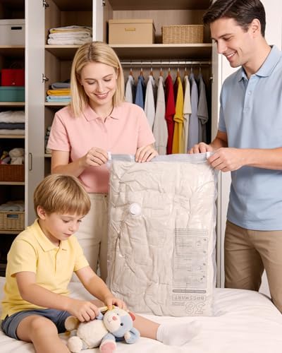 BAGSMART Vacuum Bags for Clothing with Rechargeable Air Pump, 24 Pack-Gray - Image 6