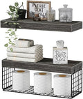 QEEIG Bathroom Shelves Over Toilet Wall Mounted (Grey, Set of 2, 15.7") by QEEIG