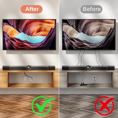 in-Wall TV Cable Concealer Kit with Recessed Power – 2 AC Outlet, 9ft Cord, and Hand Saw – Easy, Safe Cable Management for Organized TV and Home Theater Setups，Easy Installation Kit，Multiple Scenarios - Image 2