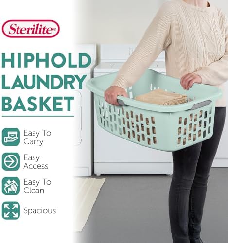 Sterilite HipHold Laundry Basket, Plastic Rectangle Clothes Hamper, 18 Pack - Image 3
