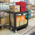 Plastic Utility Cart on Wheels, 40 x 17 Inch Rolling Service Cart-Black - Image 2