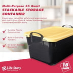 Life Story 18 Pack Stackable Storage Bin, 55 Qt Organizer, Black/Yellow - Image 2