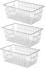 Slideep Wire Baskets Farmhouse Freezer Organizer Storage Bin Basket with Handles, Food Storage for Kitchen Cabinets, Pantry, Closet, Bedroom, Bathroom, Office 3 Pack by WelcometotheSlideep