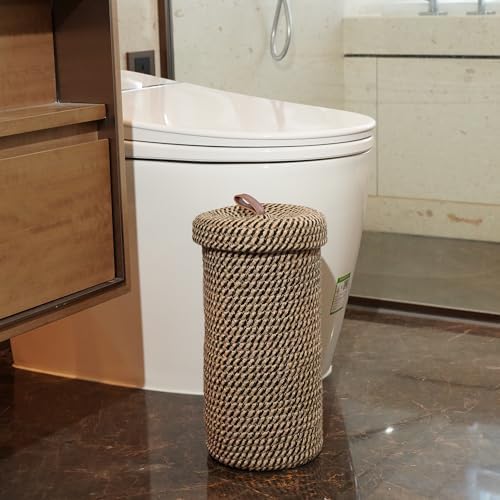 Handmade Cotton & Jute Toilet Paper Holder – Woven Toilet Paper Stand & Storage Basket with Lid, Freestanding Organizer for Bathroom, Fits 3 Mega Rolls 14" x 7'' - Image 3