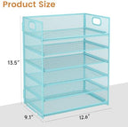 Subekyu 6-Tier Desk Paper Organizer, Desktop File Letter Tray with Handle, Document Sorter and Accessories Holder for Office, Home and School Workspace Organizers, Blue-2 Pack - Image 6