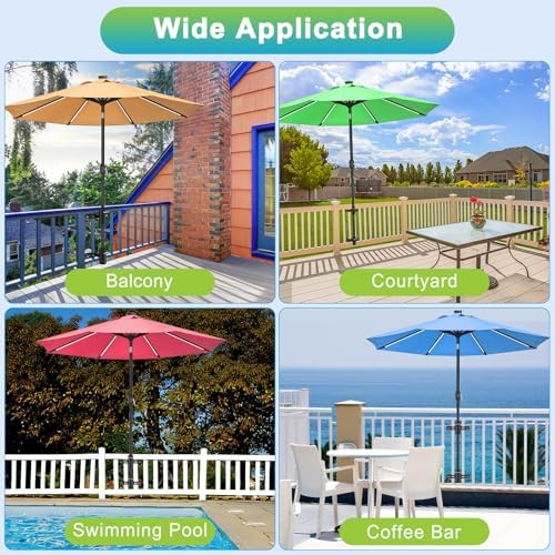 Dolibest Heavy Duty Deck Railing Umbrella Holder, Patio Umbrella Stand & 3 Sleeves for 1-1.9" Poles, Serrated Locking Design for Horizontal/Vertical Rails Mount, Space Saver for Balcony, Fence -1 Set - Image 6