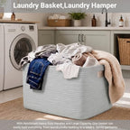 Large Laundry Basket/Hamper, 22"x17"x12", Light Grey Basket - Image 6