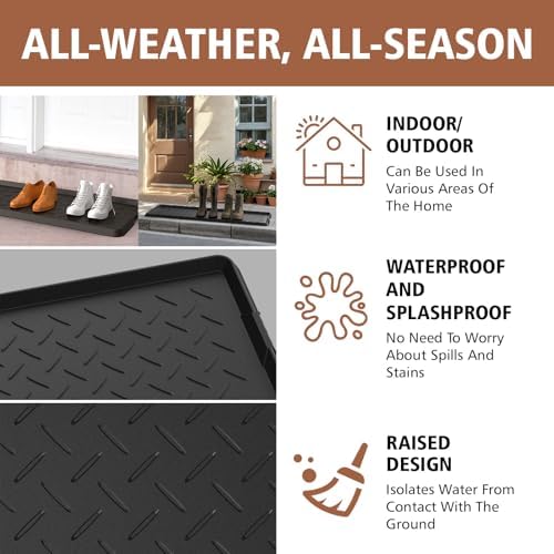 Extra Large Heavy Duty Boot Natural Rubber Shoe Mat for Entryway with Shoes Brush Large Boot Mat Multi-Purpose for Indoor or Outdoor, 16.1x 47.6 Inches - Image 3