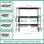 Over The Sink Dish Drying Rack,Expandable Length 3-Tier Large Stainless Steel Over The Sink Dish Rack with 6 Baskets, Utensil Holder Dish Drainers for Kitchen Counter - Image 4
