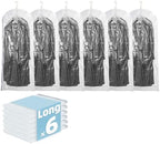 6 Pack Hanging Vacuum Storage Bags, Long Size(53 x27.6 inch), Clear by TAILINK