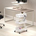 Simple Houseware 3-Tier Heavy Duty Metal Utility Rolling Cart, White - Image 4