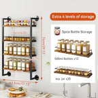 IBUYKE 4 Tier Spice Rack Wall Mount for Kitchen,Brown TLJ016H - Image 5