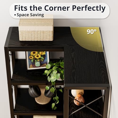 IRONCK Corner Bookshelf,7-Tier Industrial Corner Shelf, Black - Image 4