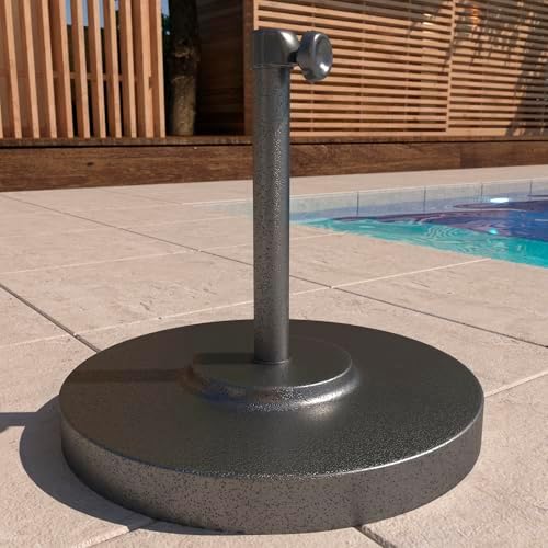California Umbrella 50lbs Heavy Duty Weighted Patio Umbrella Base, Hammertone Grey - Image 2