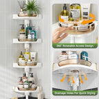 360°Rotating Corner Shower Caddy Organizer Tension Pole,Gold - Image 5