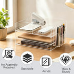 Clear Acrylic Desk Organizer with Pencil Holder – Paper Tray Office Storage - Image 5