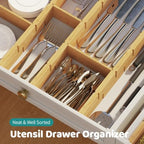 8 Pack Kitchen Drawer Dividers with Inserts, Bamboo Adjustable Drawer Organizers, Expandable Organization for Home, Dressers, 8 Dividers with 16 Inserts - Image 4