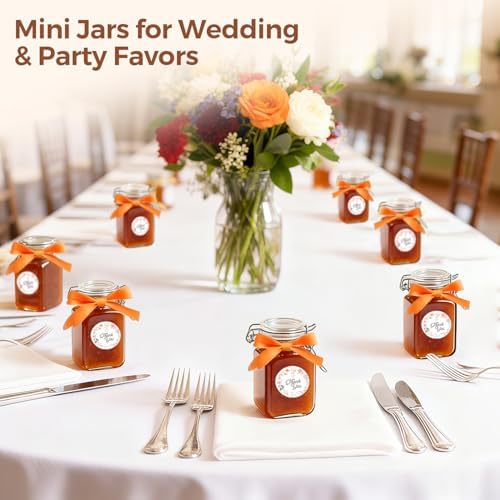 ComSaf Square Small 8 oz Glass Spice Jars with Airtight Lids 12 Pack Pantry - Image 6