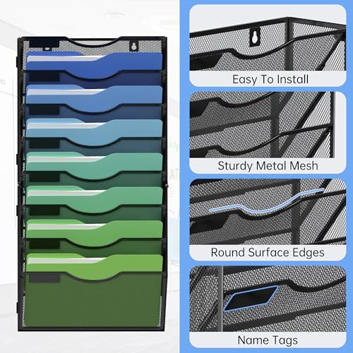 Kuntine.B Wall File Organizer Office Hanging Magazine Holder Wall File Organizer for Office Home - Image 3