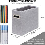 4 Packs Letter Size File Organizer, File Folders Organizer, Fabric Storage Box, Collapsible Paper Organizer with Metal Handle, Smooth PVC Rails, Only Box (Gray) - Image 2