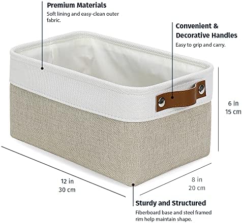 OrganiHaus 12x8in Canvas Storage Baskets, 6 Pack - Fabric Bins for Shelves - Image 2