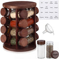 Yungyan Acacia Wood Rotating Spice Rack with 16 Empty Jars and Labels by Yungyan