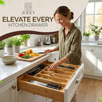 Bamboo Kitchen Utensil Drawer Organizer for Silverware | 100% Natural Expandable 14-20 Inch Kitchen Drawer Organizers for Utensils | Non-Slip Base | Screwed Joints for Long-Lasting Durability - Image 5