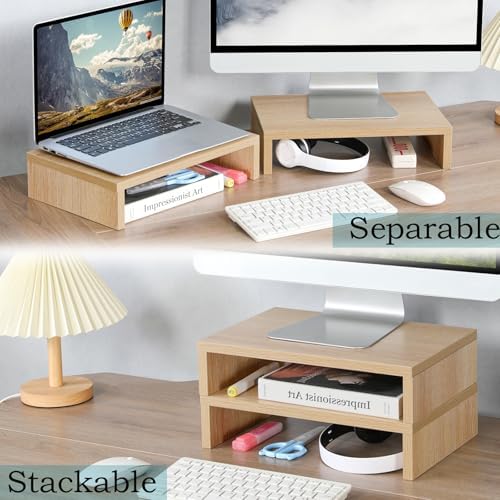 TEAMIX Wood Monitor Stand Riser-2 Packs, Maple - Image 2