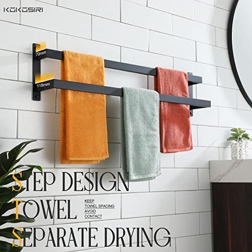 KOKOSIRI Towel Bars Black Bath Towel Holders 32 Inches Bathroom 2-Tiers Ladder Towel Rails Wall Mounted Towels Shelves Rack Stainless Steel, B5008BK-L32 - Image 5