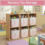 Pink Floral Cube Storage Bin Set of 6 Cube Storage Basket, 11.22 Inch - Image 4