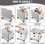 FELICON SELORSS Folding Utility Cart Portable Rolling Crate Handcart-White - Image 5