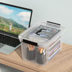 Quickquick 12 Quart Clear Plastic Latching Storage Bin with Handle, 4 Packs - Image 7