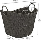 Household Essentials Handwoven Paper Rope Storage Basket with Metal Frame and Handles, Gray - Image 2