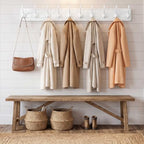 WEBI Coat Rack Wall Mount,10 Hooks,38 9/16" Long Coat Hooks Wall Mounted Large,16" Hole to Hole,Wood Coat Hanger Wall,Hooks for Hanging Coats,Jacket,Clothes,Hats,White - Image 2