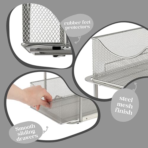 Sorbus Pull-Out Under Sink Organizer, Mesh Construction (Silver, 2 Pack) - Image 5