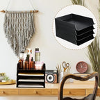 Wenqik 12 Pcs Stackable Paper Trays Rectangular Plastic Desk Holder Desktop Document File Organizer Storage Letter for Office Classroom (Black) - Image 5