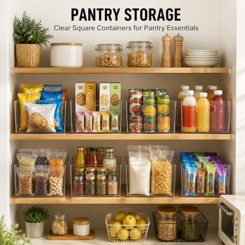 MOONEDGE 6-Pack 12x12x7 Extra Large Clear Plastic Storage Bins with Handles - Image 5