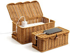 2 Pack Rattan Cable Management Box for Power Strip with 2 Exits by Unknown