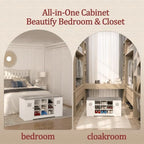 47.2" Shoe Storage Bench with Cushion, 6 Open Cubbies, 2 Cabinet - Image 6