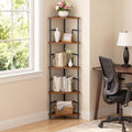 MAHANCRIS 5-Tier Corner Shelf, 52.8" Tall Corner Bookshelf with Metal Frame, Narrow Display Shelf Stand, Industrial Corner Bookcase for Living Room, Bedroom, Home Office, Rustic Brown CSHR5501 by MAHANCRIS