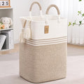 Laundry Basket Hamper,Blanket Storage,Dirty Clothes Hamper with Swivel Handles,Woven Cotton Rope Toy Baskets,Blanket Basket Living Room,Decorative Hampers for Nursery,Bedroom,White & Linen,80L by Degeyoyo