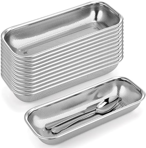 12 Pack Drawer Organizer, Stackable Draining Cutlery Tray by Acellegic