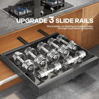 Seinloes 2 Pack Expandable Pull Out Cabinet Organizer 21"Deep With Raising Pad for Framed Cabinets,Upgrade 3 Slide Rails Slide Out Drawers,Roll Out Shelves Adhesive,Adjustable Width 15.15"-26.3" Black - Image 5