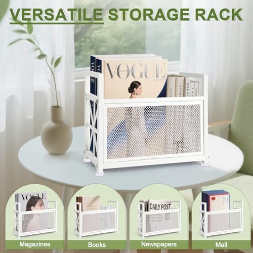 Extra Large Magazine Holder, Metal Magazine Rack Floor, Magazine Storage Basket, Mesh Magazine File Holder, Magazine Holders for Shelves, Magazine Stand for Desk, Folder Organizer Bin for Magazines - Image 6