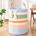 Large Laundry Basket, Laundry Hamper with Leather Handles, 90L Woven Dirty Clothes Hamper, Rope Hampers for Bedroom, Barthroom, Rainbow by Degeyoyo