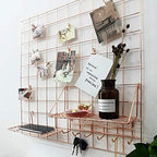 Yash Metal Wire Grid Panel, Display Organizer, Postcard Wall Artwork Display for Home Office Living Room Dorm Kitchen Storage Grid Wall, 23.6" X 23.6", Pack of 2 Pcs, Rose Gold - Image 3