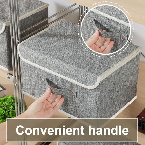 Foldable Fabric Storage Cubes with Lids,Grey 13x9.1x7.9in,3 Pack - Image 6
