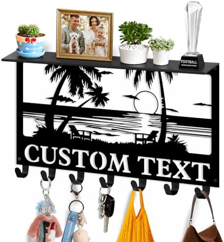 Dyoart Custom Beach Theme Key Holder Wall Mount with Shelf, Home Decor Gift by Dyoart