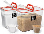Shazo 2 PC (11L | 372 oz) Flour Sugar Storage Containers with Spout Lid & Easy Carry Handle - BPA Free Extra Large Airtight Food Storage Containers with Lids - Rice Canisters Sets for Kitchen & Pantry by Shazo